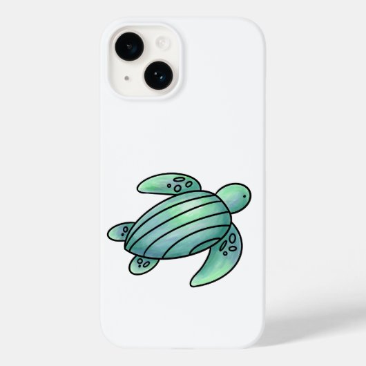waterverf geschilderde zeeschildpad cartoon blauw Case-Mate iPhone case (Achterkant)