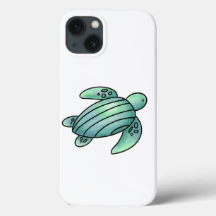 waterverf geschilderde zeeschildpad cartoon blauw  Case-Mate iPhone case