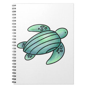 waterverf geschilderde zeeschildpad cartoon blauw notitieboek