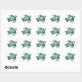 waterverf geschilderde zeeschildpad cartoon blauw ronde sticker (Vel)