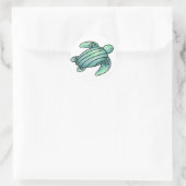 waterverf geschilderde zeeschildpad cartoon blauw ronde sticker (Tas)
