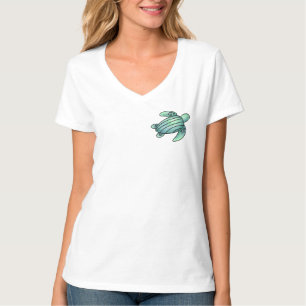 waterverf geschilderde zeeschildpad cartoon blauw t-shirt