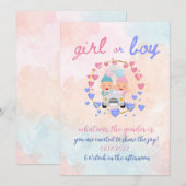 Waterverf Geslacht feestjongen of meisje Kaart (Voorkant / Achterkant)