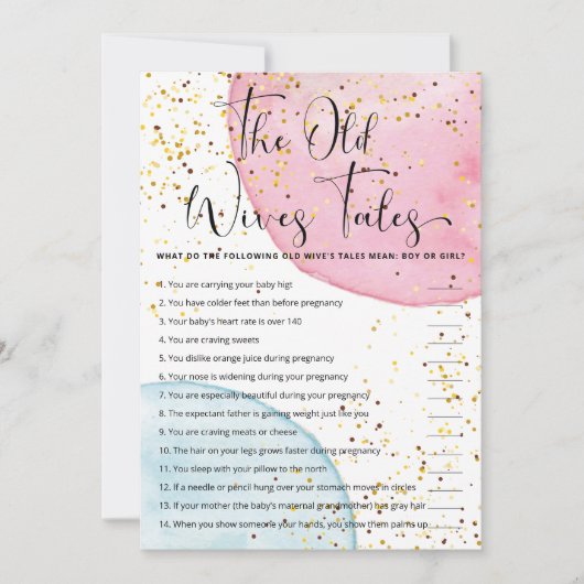 Waterverf Geslacht onthullen het oude vrouwendag Kaart (Voorkant)