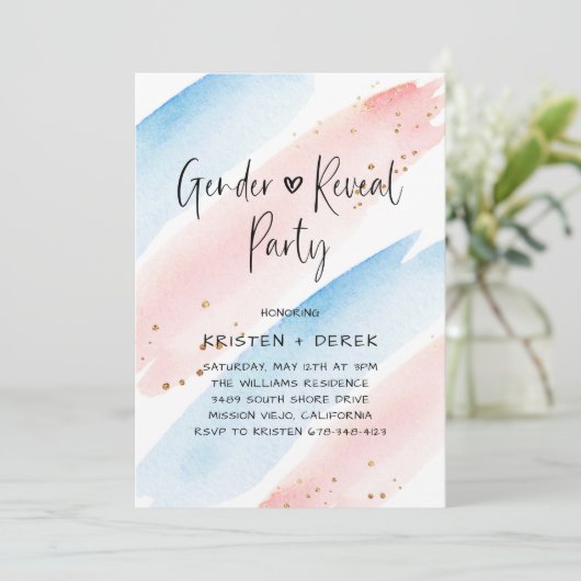 Waterverf Geslacht onthullen Partij Kaart (Staand voorkant)