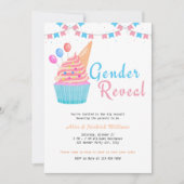 Waterverf Geslacht Onthullen Party Blauw Roze Cupc Kaart (Voorkant)