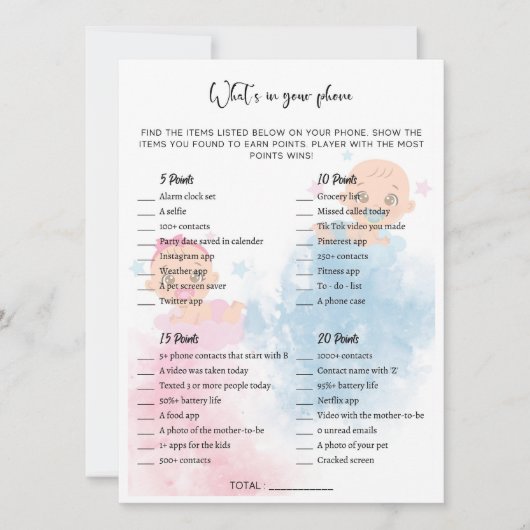 Waterverf Geslacht Onthullen Party Game Kaart (Voorkant)