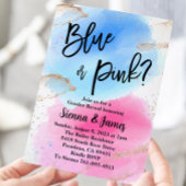 Waterverf Geslacht onthullen, roze of blauw, glitt Kaart