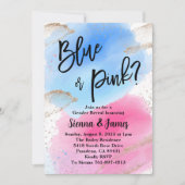 Waterverf Geslacht onthullen, roze of blauw, glitt Kaart (Voorkant)