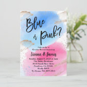 Waterverf Geslacht onthullen, roze of blauw, glitt Kaart (Staand voorkant)