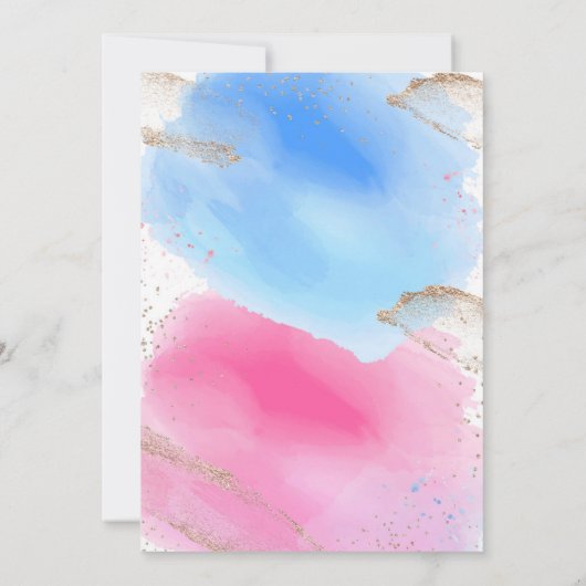 Waterverf Geslacht onthullen, roze of blauw, glitt Kaart (Achterkant)
