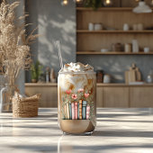 Waterverf gestapelde boeken met naam blikvorm glas