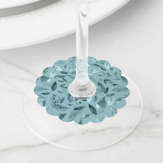 Waterverf gestorven bladeren 2 wijnglaslabel (Dichtbij)