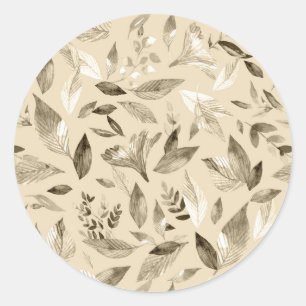 Waterverf gestorven bladeren 4 ronde sticker