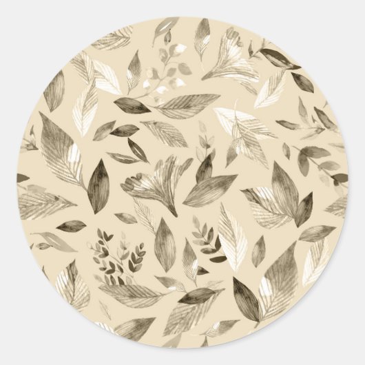 Waterverf gestorven bladeren 4 ronde sticker (Voorkant)