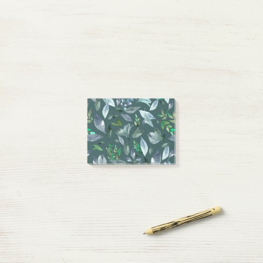 Waterverf gestorven bladeren 5 post-it® notes (Op bureau)