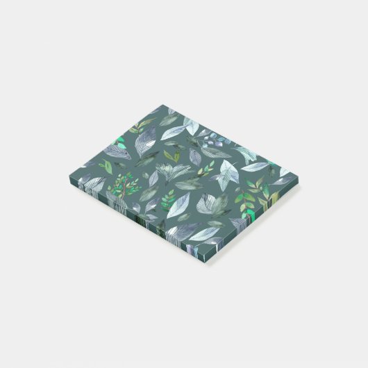 Waterverf gestorven bladeren 5 post-it® notes (Schuin)