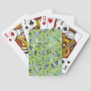 Waterverf gestorven bladeren 6 pokerkaarten