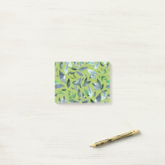 Waterverf gestorven bladeren 6 post-it® notes (Op bureau)