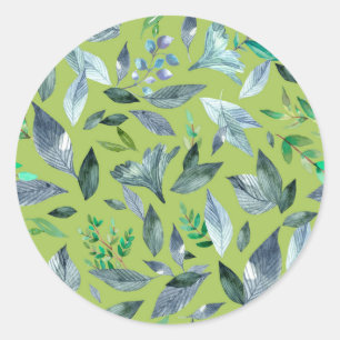 Waterverf gestorven bladeren 6 ronde sticker