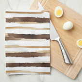 Waterverf Gestreept - Aardse Koffietonen(2) Theedoek (Quarter Fold)