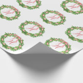 Waterverf Gestreepte Boog krans Kerstmis Monogram Cadeaupapier (Hoek)