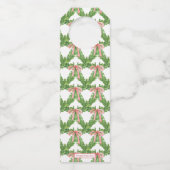 Waterverf Gestreepte Bow Wreath Monogram Kerst Flessenhanger (Achterkant)