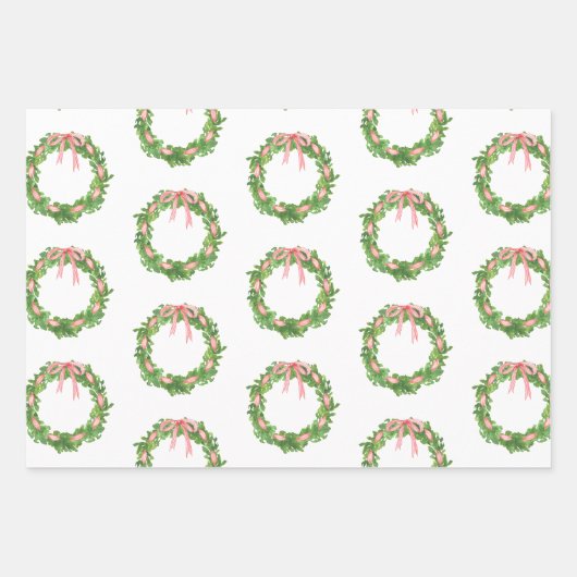 Waterverf Gestreepte Lintkrans Kerstmis Inpakpapier Vel (Voorkant 3)
