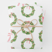 Waterverf Gestreepte Lintkrans Kerstmis Inpakpapier Vel (In situ)