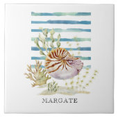 Waterverf gestreepte SHELL Coastal Beach MARGATE Tegeltje (Voorkant)