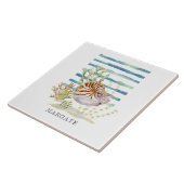 Waterverf gestreepte SHELL Coastal Beach MARGATE Tegeltje (Zijkant)