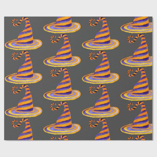 Waterverf  gestript witch Pet Cadeaupapier (Vlak)