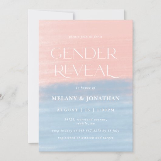 Waterverf getextureerd baby shower roze blauw kaart (Voorkant)