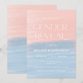 Waterverf getextureerd baby shower roze blauw kaart (Voorkant / Achterkant)