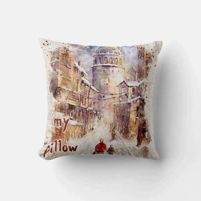 Waterverf getextureerd monogrammed kussen (Voorkant)