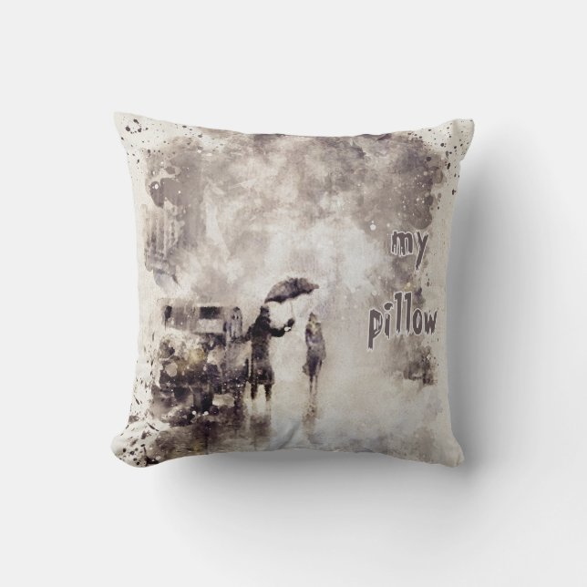 Waterverf getextureerd monogrammed kussen (Voorkant)