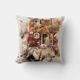 Waterverf getextureerd monogrammed kussen