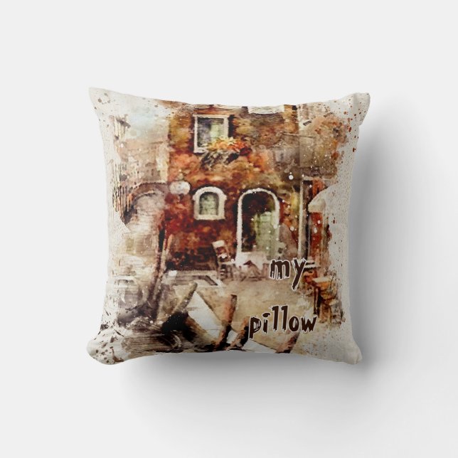 Waterverf getextureerd monogrammed kussen (Voorkant)