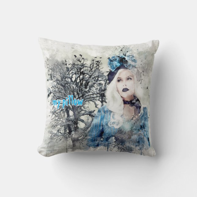 Waterverf getextureerd monogrammed kussen (Voorkant)