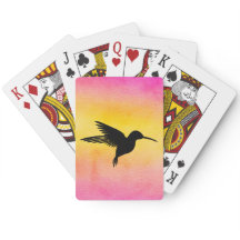Waterverf getextureerde Hummingbird-spelkaarten