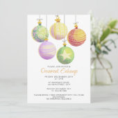 Waterverf getrokken Kerst Ornament Exchange Party Kaart (Staand voorkant)