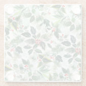 Waterverf gevarieerd Holly Pattern Kerst Glazen Onderzetter (Achterkant)
