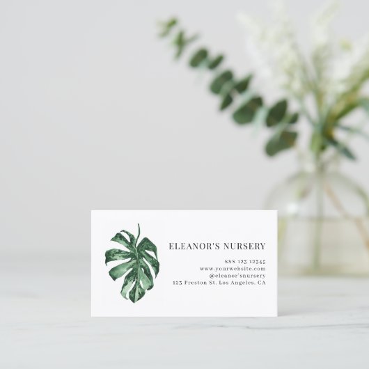 Waterverf gevarieerd Monstera Tropische Nursery Visitekaartje (Staand voorkant)