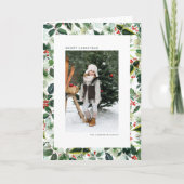 Waterverf Gevariëerde Winterberry Foto Kerst Feestdagen Kaart (Voorkant)