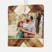 Waterverf geverfd Amber Pset-kerstfoto Keramisch Ornament (Links)