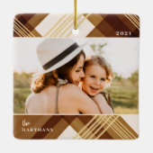 Waterverf geverfd Amber Pset-kerstfoto Keramisch Ornament (Achterkant)