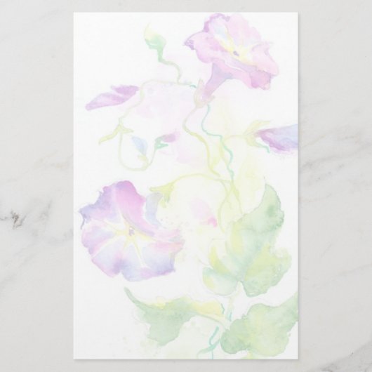 Waterverf, geverfd, convolvulus bloemen briefpapier (Voorkant)