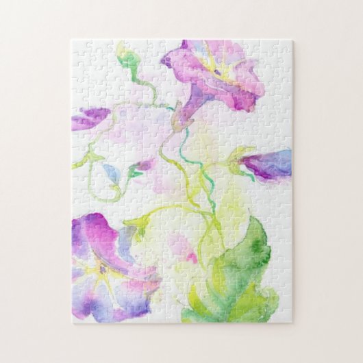 Waterverf, geverfd, convolvulus bloemen legpuzzel (Verticaal)