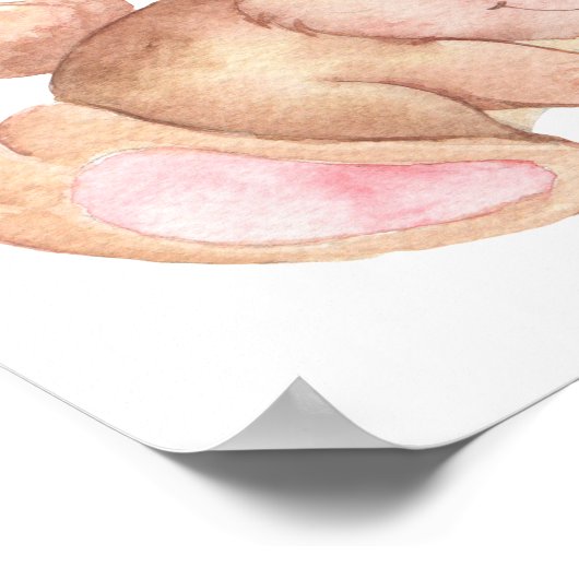 Waterverf geverfde spoeling Bunny Rabbit Poster (Hoek)