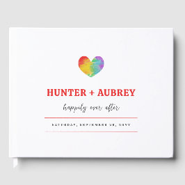 Waterverf gevierd Pride Heart Gay Lesbian Wedding Gastenboek